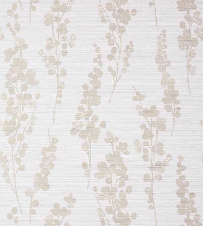 Spring Blooms Wallpaper by Thibaut Metallic Pewter on Lavender