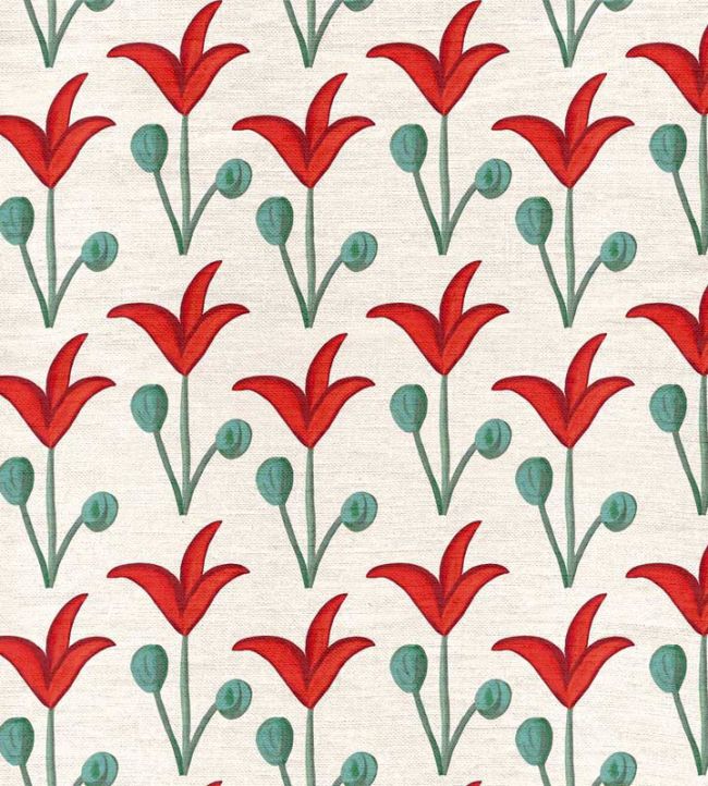 Spring Rhythm Linen Fabric by Ottoline Red
