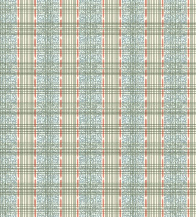Squiggle Check Fabric by George & Minnie Forest/Aqua