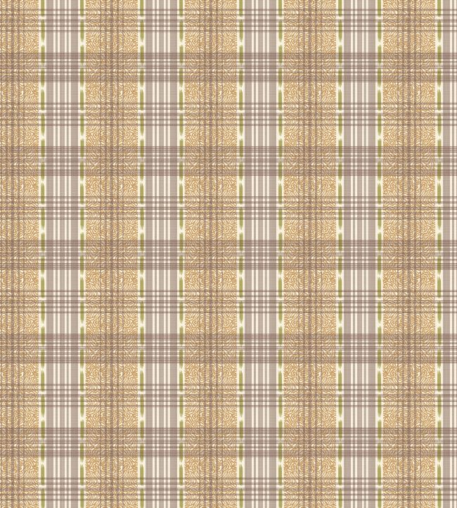 Squiggle Check Fabric by George & Minnie Walnut/Ochre