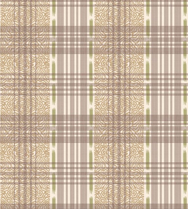 Squiggle Check Wallpaper by George & Minnie Walnut/Ochre