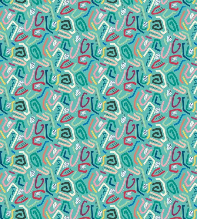 Squiggle Wallpaper by Ohpopsi Aquamarine