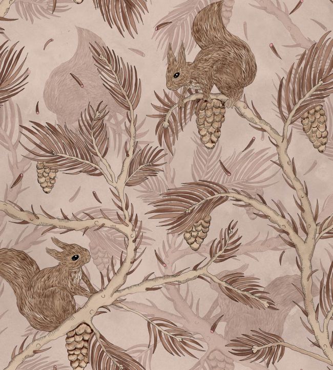 Squirrel Mountain Wallpaper by Rebel Walls Pink