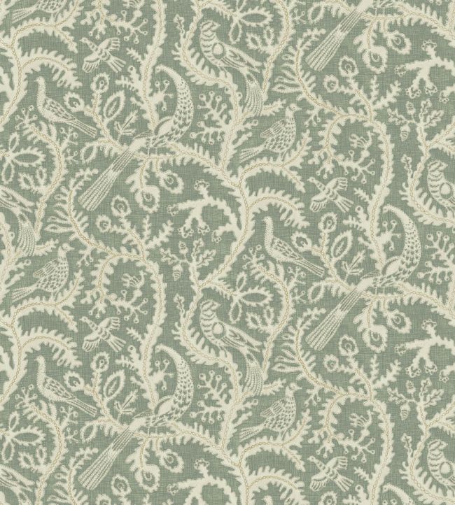 Stitched Birds Wallpaper by Josephine Munsey Aqua