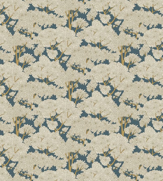 Stockend Woods Fabric by Josephine Munsey Navy and Ochre