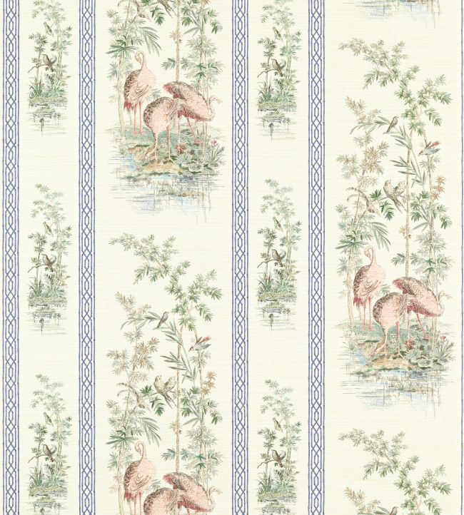 Storks & Thrushes Wallpaper by Zoffany Tuscan Pink / Cobalt