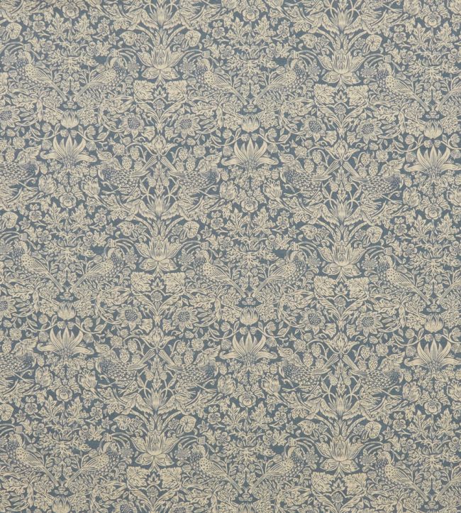 Strawberry Meadowfield in Ladbroke Linen Fabric by Liberty Lapis