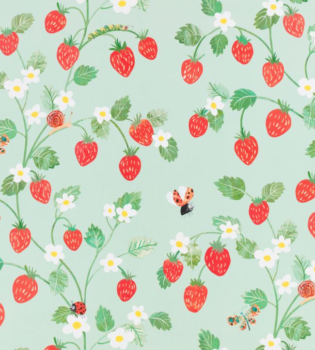 Strawberry Patch Wallpaper by Villa Nova Green