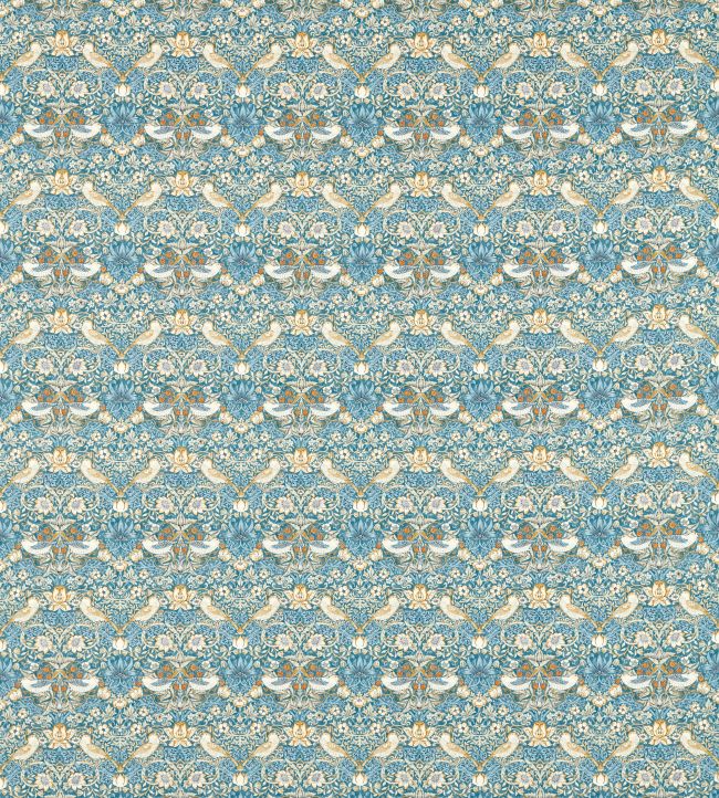 Strawberry Thief Fabric by Clarke & Clarke Denim/Spice