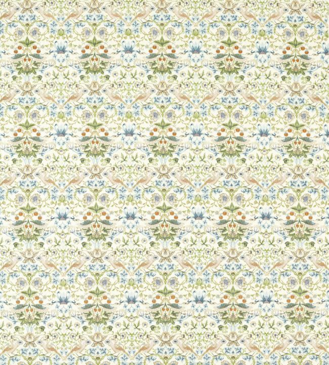 Strawberry Thief Embroidery Fabric by Clarke & Clarke Apple/Blue