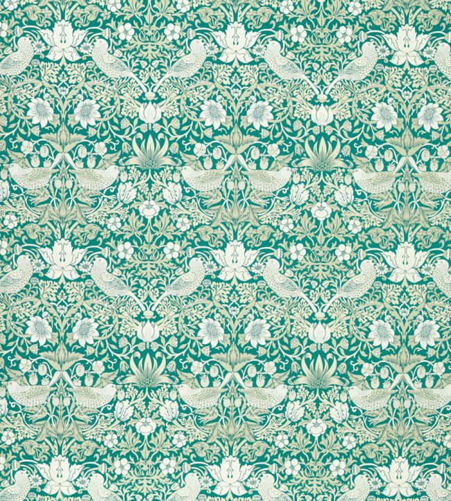 Strawberry Thief Jacquard Fabric by Clarke & Clarke Teal