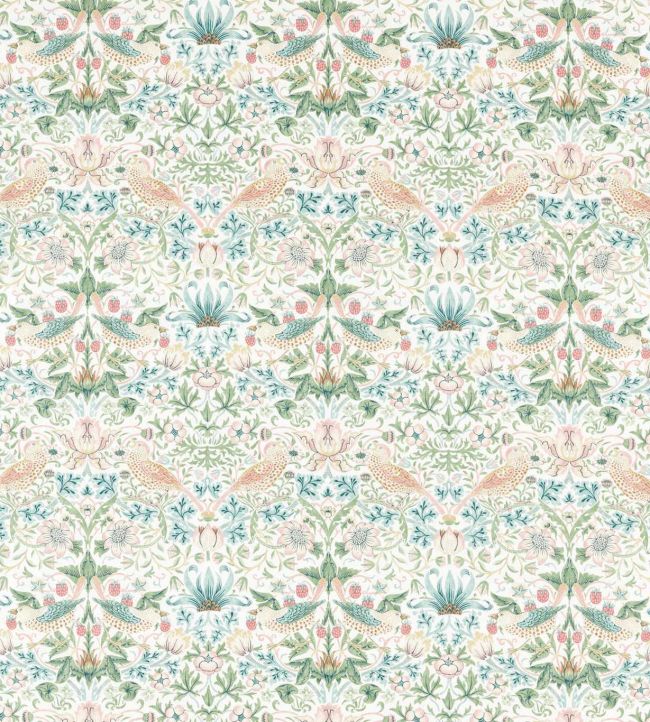 Strawberry Thief Fabric by Morris & Co Cochineal / Willow