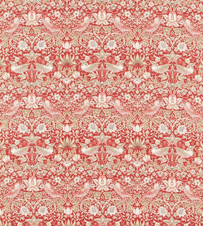 Strawberry Thief Fabric by Morris & Co Indian Red