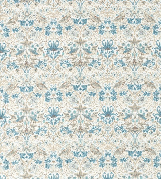 Strawberry Thief Fabric by Morris & Co Slate / Vellum