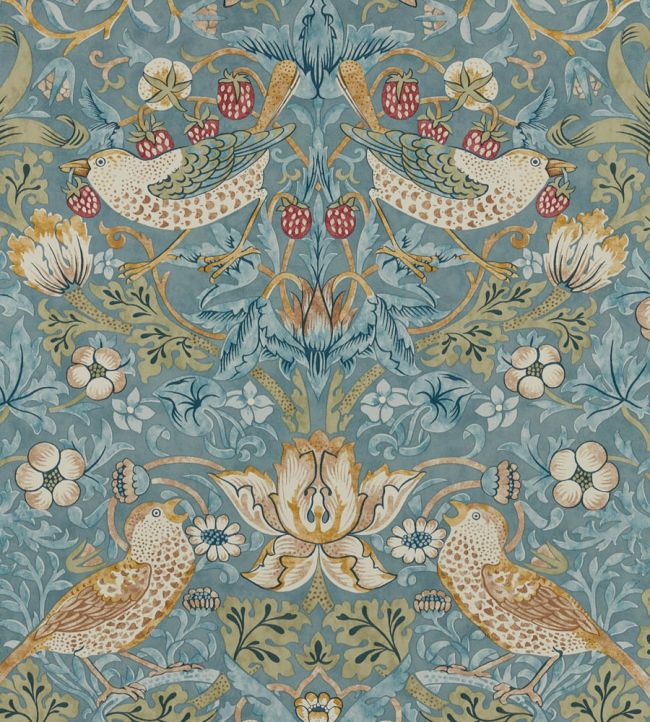 Strawberry Thief Wallpaper by Morris & Co Slate/Vellum