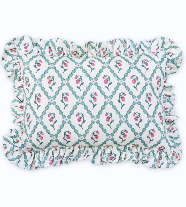Strawberry Trellis Cushion 46 x 32cm by Barneby Gates Vintage Cream