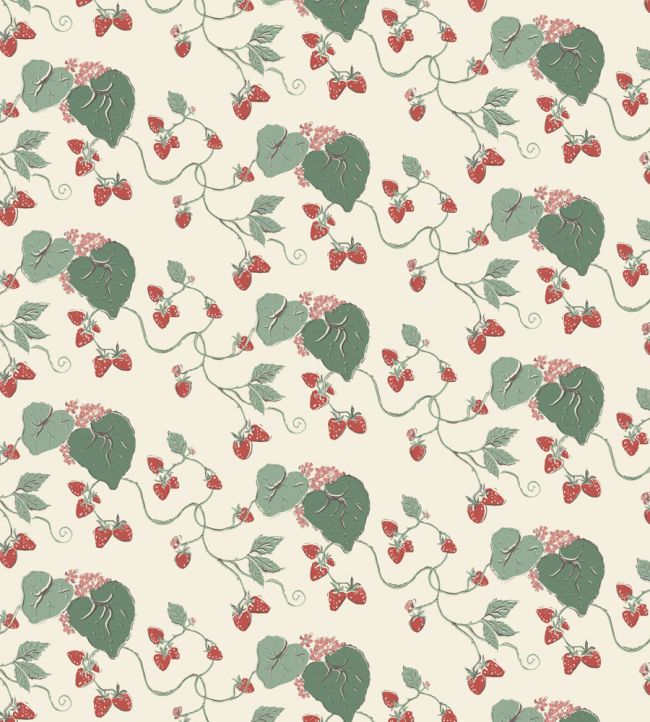 Strawberry Vine Fabric by Madeaux 01 Cream