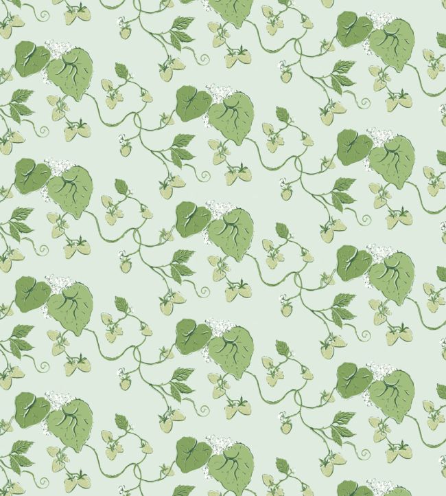 Strawberry Vine Fabric by Madeaux 02 Pale Blue