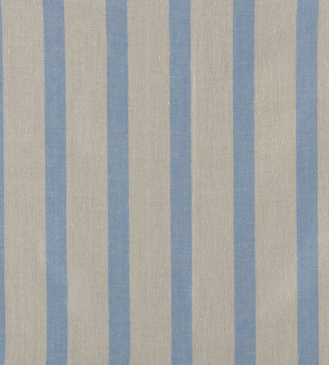 Bold Stripe Linen Fabric by Volga Linen Cornflower Blue / Natural