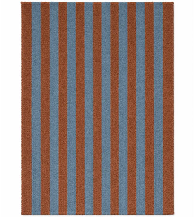 Lorena Canals Stripes Wool rug Cinnamon/Ocean Blue WO-STRP-CINOBL-XS Cinnamon/Ocean Blue
