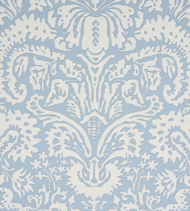 Suffolk Damask Wallpaper by Schumacher Blue