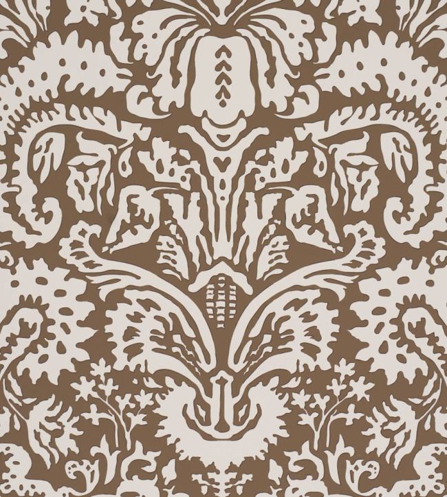 Suffolk Damask Wallpaper by Schumacher Brown