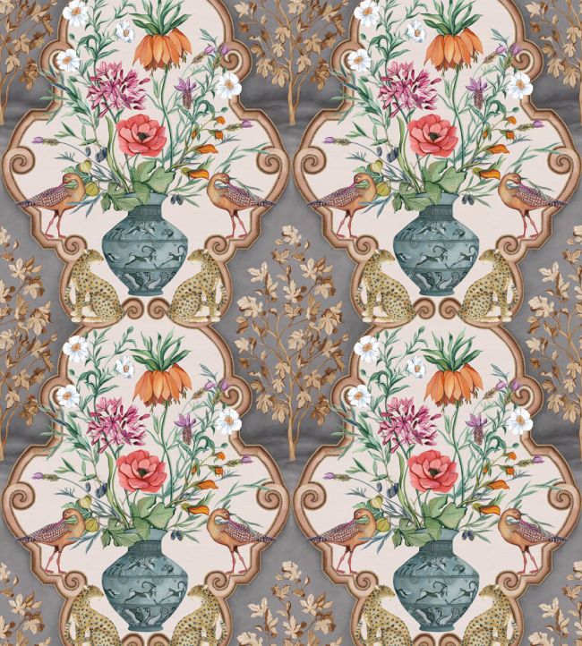 Sundara Wallpaper by Osborne & Little Charcoal/Chestnut