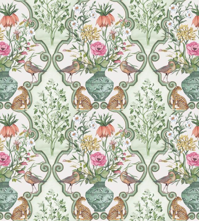 Sundara Fabric by Osborne & Little Sage/Pink