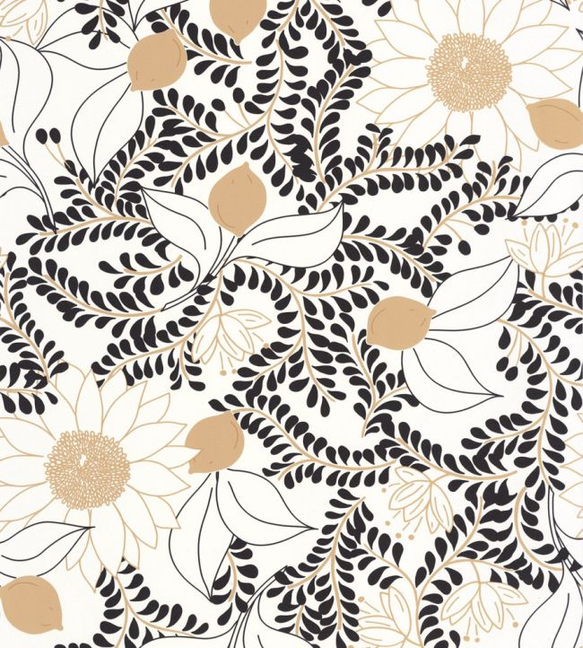 Sunflower Wallpaper by Caselio Noir Blanc