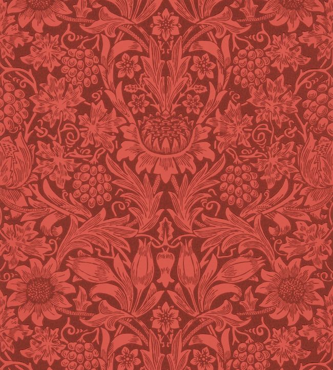 Sunflower Wallpaper by Morris & Co Chocolate/Red