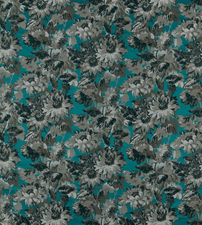 Sunforest Jacquard Fabric by Clarke & Clarke Peacock
