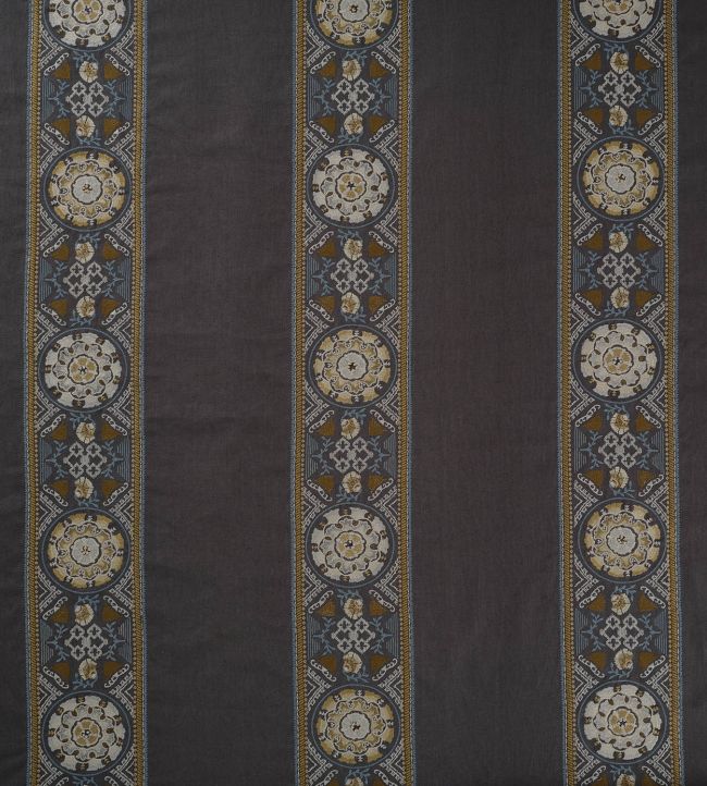 Suzani Stripe Fabric by James Hare Ink/Gold
