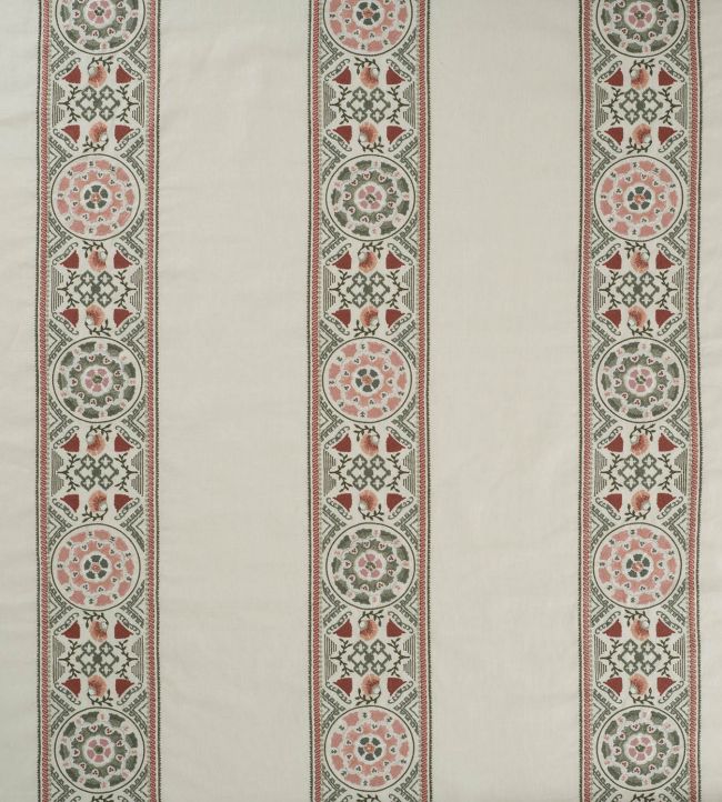 Suzani Stripe Fabric by James Hare Pink/Green