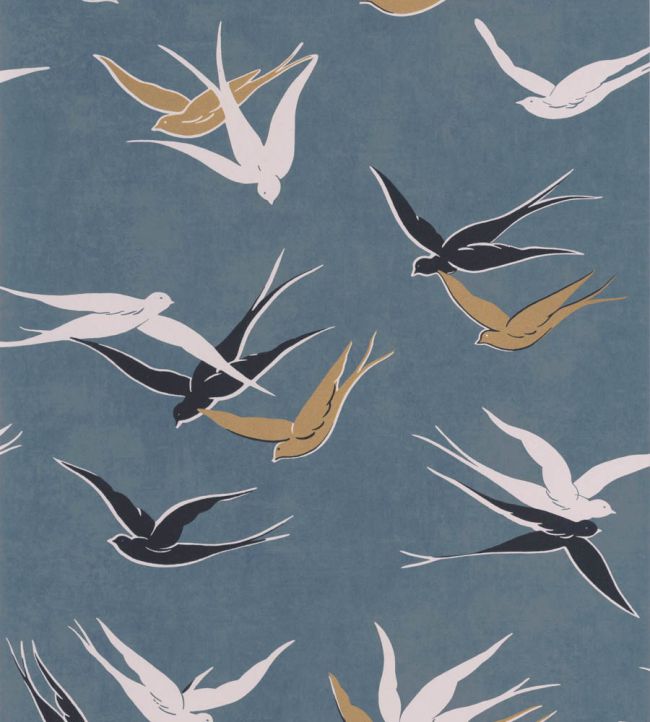 Swallow Wallpaper by Casadeco Bleu Orage
