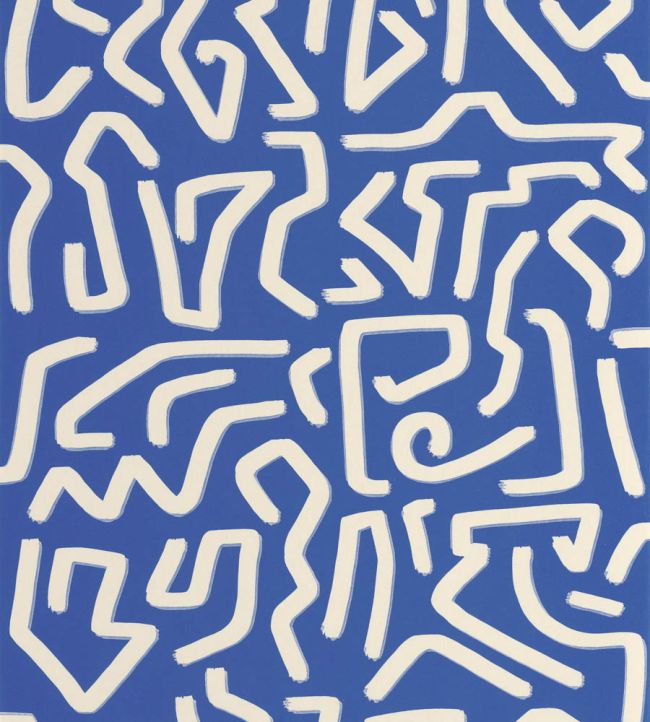 Symbol Wallpaper by Casadeco Bleu Indigo