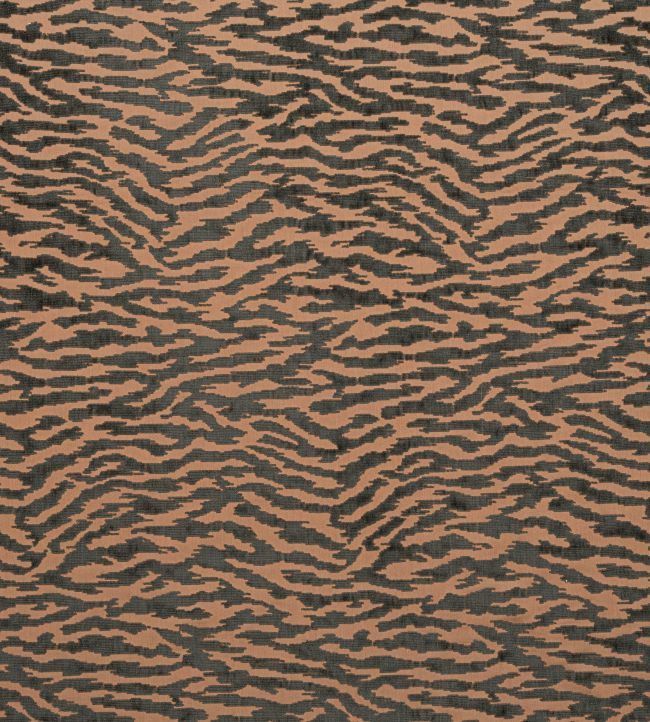 Tadoba Velvet Fabric by Anna French Charcoal on Caramel