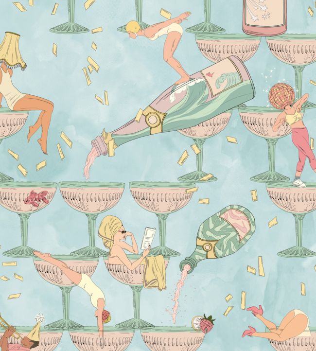 The Grand Pour Wallpaper by Brand McKenzie Aqua Miami