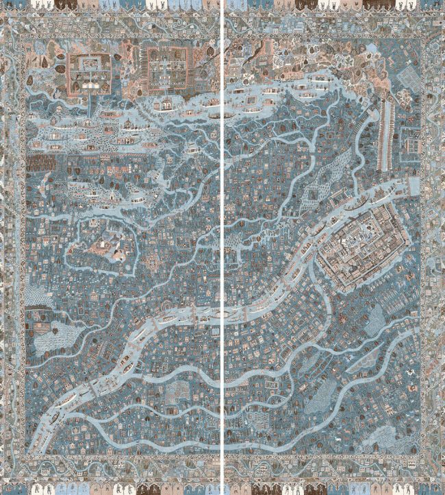 The Map Maxi Mural by Lewis & Wood Blue Almond