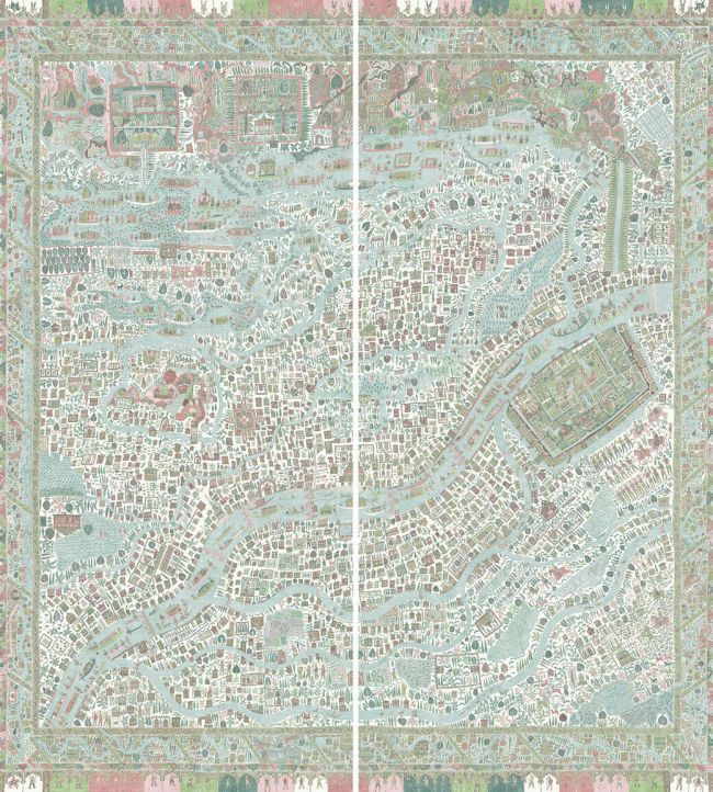 The Map Maxi Mural by Lewis & Wood Pistachio Rose