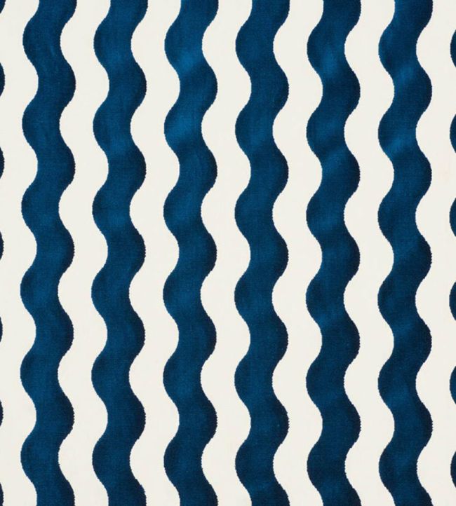 The Wave Velvet Fabric by Schumacher Navy