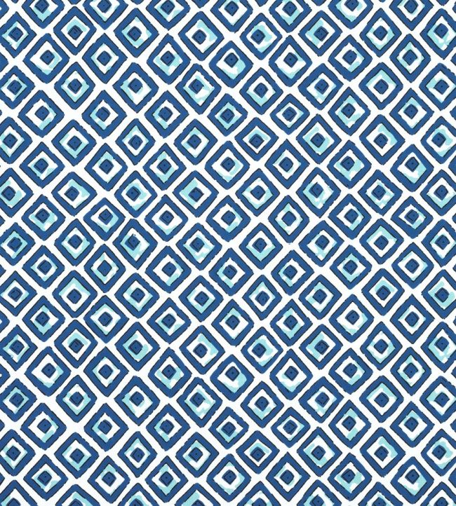 Indian Diamond Fabric by Thibaut Blue and Turquoise