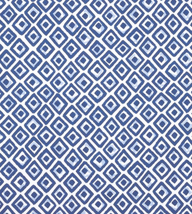 Indian Diamond Fabric by Thibaut Blue
