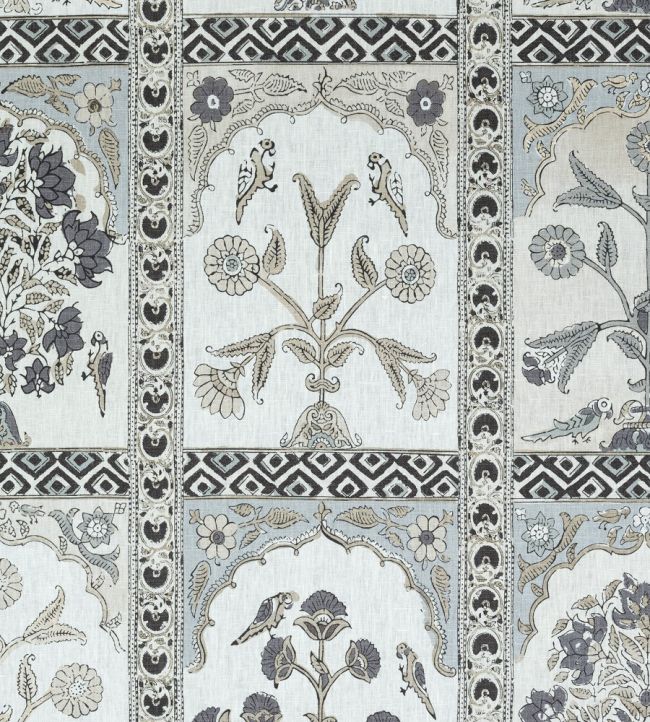 Indian Panel Fabric by Thibaut Black and White