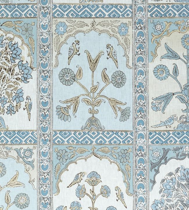 Indian Panel Fabric by Thibaut Spa Blue
