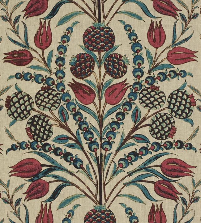 Corneila Fabric by Thibaut Red/Teal
