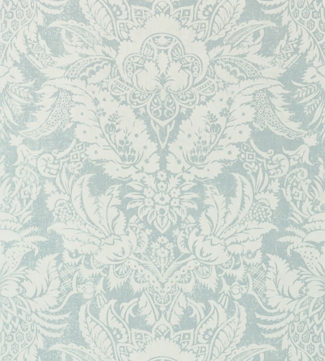 Chardonnet Damask Wallpaper by Thibaut Aqua