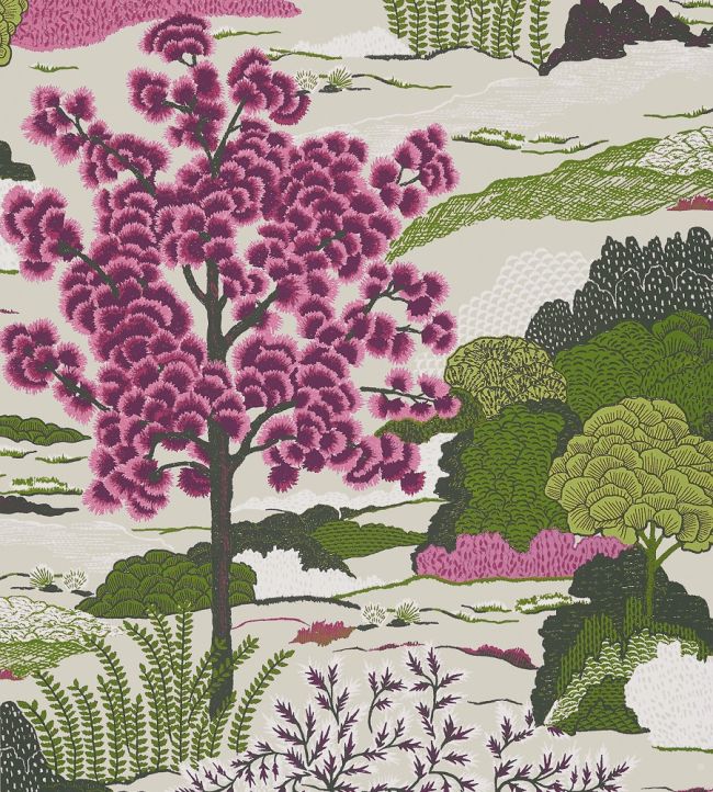 Daintree Wallpaper by Thibaut Fuchsia