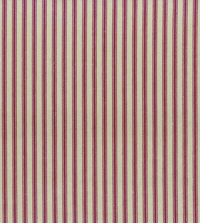 Ticking Stripe 1 Rustic Fabric by Ian Mankin Claret
