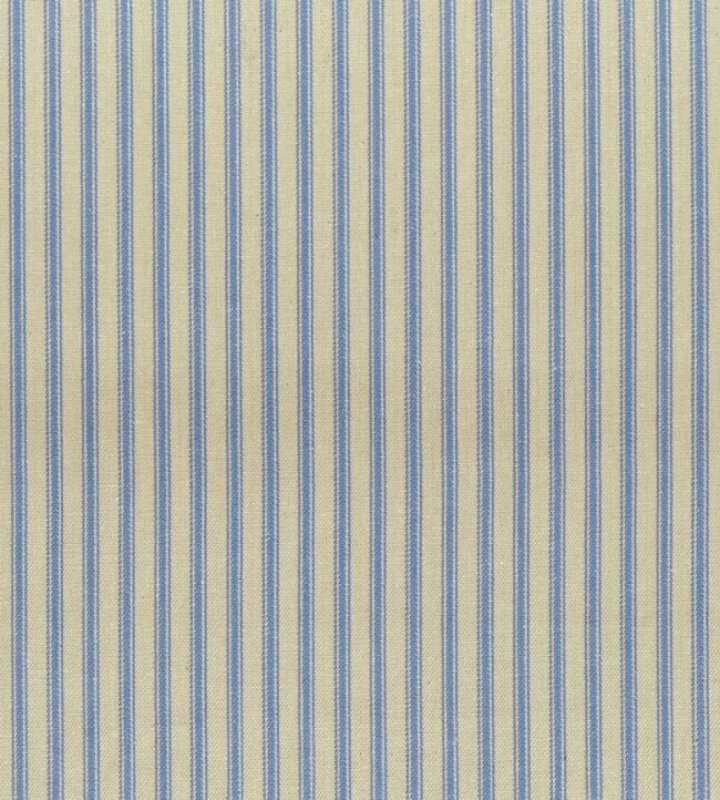 Ticking Stripe 1 Rustic Fabric by Ian Mankin Petrol Blue