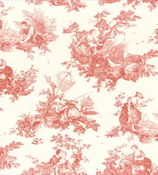 Tissu Scene D'ete Fabric by Camengo Rouge Carmin